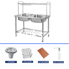 Top Mount Stainless Steel Sink Stand com 1 Bowl e resistente à ferrugem