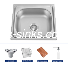 Sink de cozinha de aço inoxidável 304 acabamento polido Submontado ou Topmount Sink de tigela única