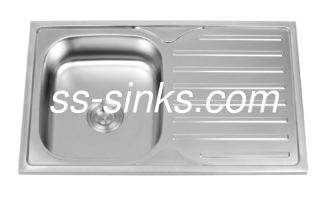 Tamanho OEM Topmount Laveira de cozinha Single Bowl com Drainboard Tamanho mínimo do gabinete 33 polegadas
