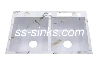 de mármore feito à mão 30 polegadas Submount aço inoxidável Double Bowl Sink