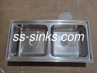 Grande tamanho igual de tigela de cozinha de aço inoxidável Double Bowl Sink