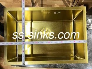 Banheira única de aço inoxidável de tamanho quadrado personalizada com acabamento em ouro