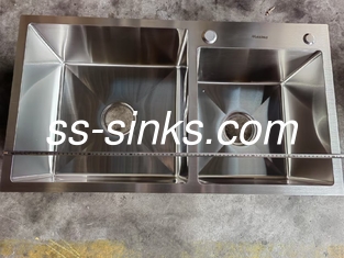 Moderno Design Dual Bowl Lavatório de Cozinha Submontado com esgoto de aço inoxidável e transbordamento incluído até você