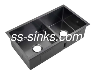Retangulo negro de aço inoxidável Double Bowl Sink para fácil limpeza e manutenção
