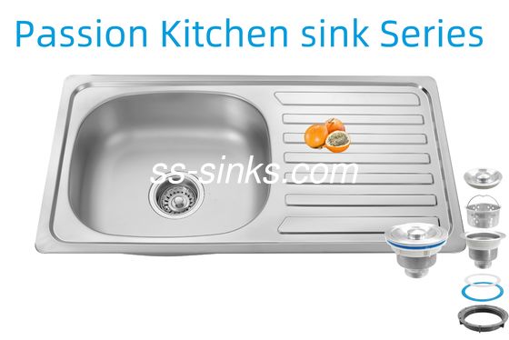 33 X 22 polegadas Lavatório de cozinha com tabuleiro de aço inoxidável 18/10 Cromo / níquel e acessórios Colander