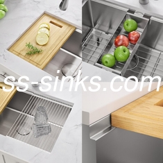 Lava-louças de cozinha rectangular com acabamento escovado para 33 polegadas tamanho mínimo do armário e tigelas retangulares