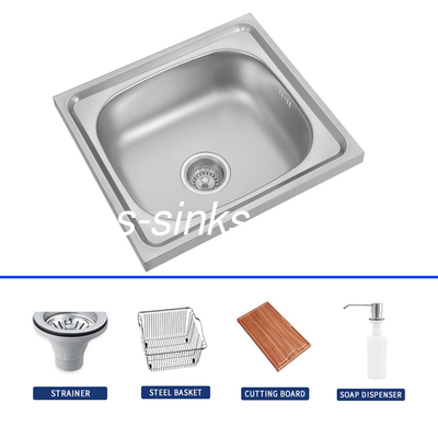 Lave de cozinha de aço inoxidável quadrado moderno com acessórios