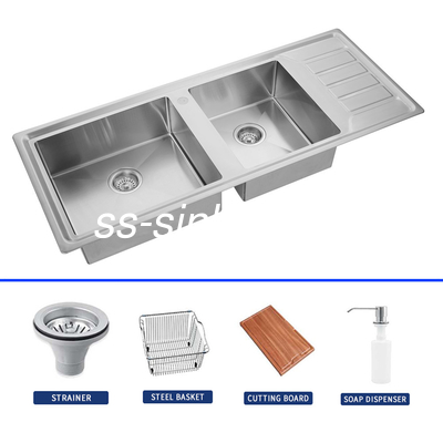 Resistente à ferrugem SS Laveira de cozinha Duplo Bowl Drop em 1200 * 500mm