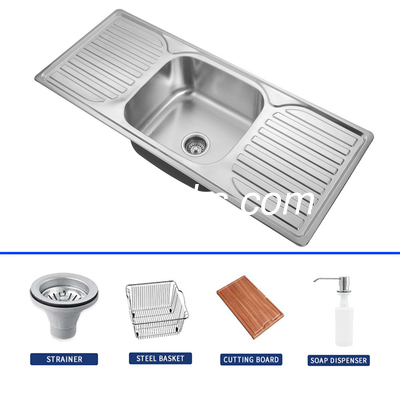 20 calibre de aço Single Bowl Drop In Kitchen Sink Com Drainboard