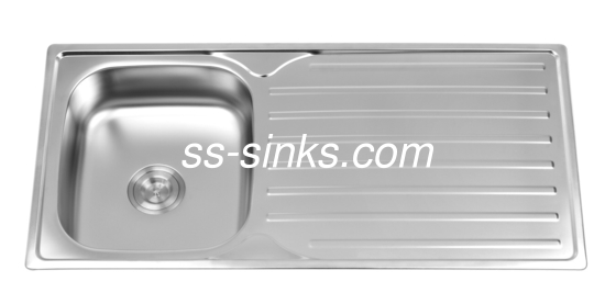 Tamanho OEM Topmount Laveira de cozinha Single Bowl com Drainboard Tamanho mínimo do gabinete 33 polegadas