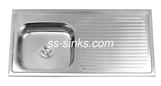 Tamanho OEM Topmount Laveira de cozinha Single Bowl com Drainboard Tamanho mínimo do gabinete 33 polegadas