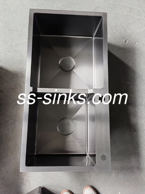 Aço inoxidável escovado 33x22 Drop In Dual Bowl Lavatório de cozinha feito à mão