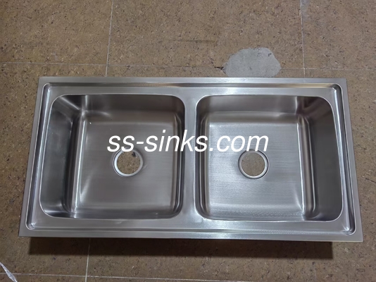 Grande tamanho igual de tigela de cozinha de aço inoxidável Double Bowl Sink
