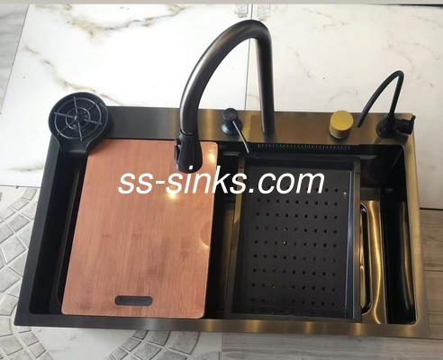 Bela pia de cozinha de aço inoxidável 304 de prata para cozinhas modernas e clássicas