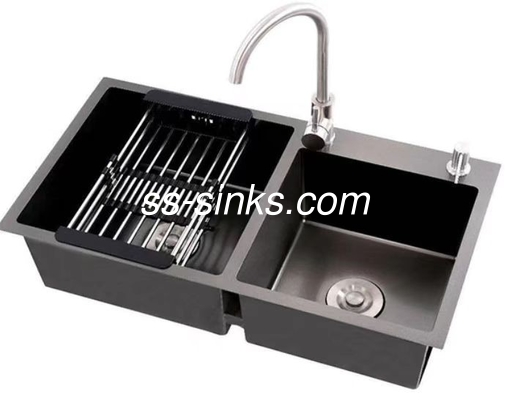 Série 304 de aço inoxidável lavanderia feita à mão Double Bowl Topmount Instalação para cozinha
