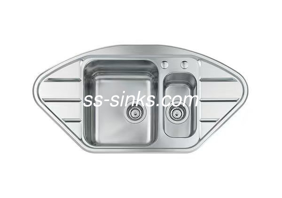 Resistente à ferrugem e durável Esquina Lavatório de cozinha de aço inoxidável com acessório de drainboard