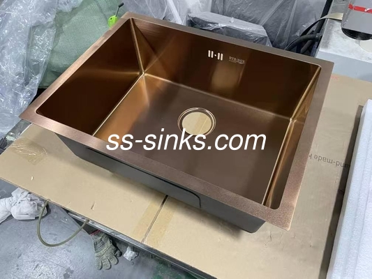 Fabricado à mão Submontado de aço inoxidável colorido Single Bowl Sink Estilo e Funcional