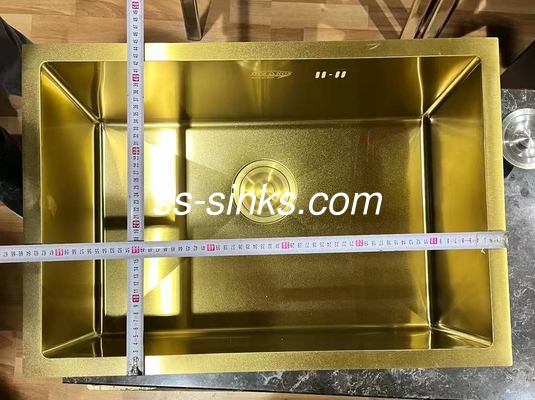 Banheira única de aço inoxidável de tamanho quadrado personalizada com acabamento em ouro