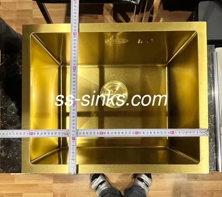 Banheira única de aço inoxidável de tamanho quadrado personalizada com acabamento em ouro