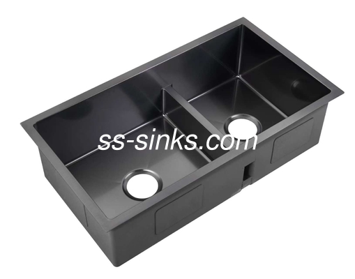 Retangulo negro de aço inoxidável Double Bowl Sink para fácil limpeza e manutenção