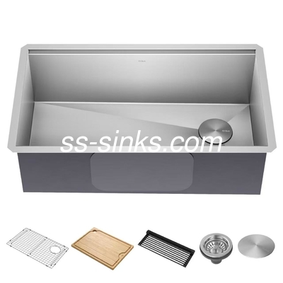 Estilo moderno Topmount Lava-louças de cozinha com 3.5 polegadas de abertura de drenagem Forma de tigela retangular