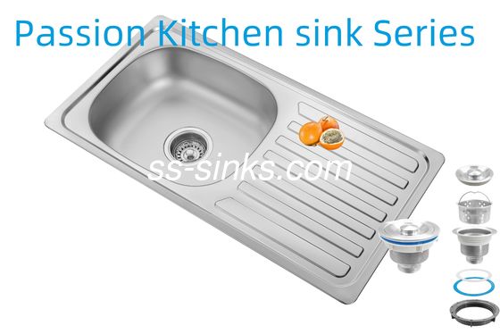 33 X 22 polegadas Lavatório de cozinha com tabuleiro de aço inoxidável 18/10 Cromo / níquel e acessórios Colander