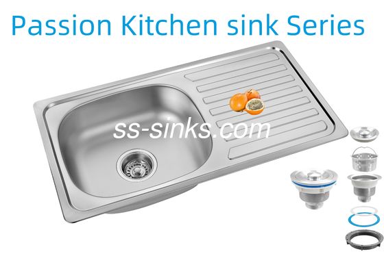 33 X 22 polegadas Lavatório de cozinha com tabuleiro de aço inoxidável 18/10 Cromo / níquel e acessórios Colander