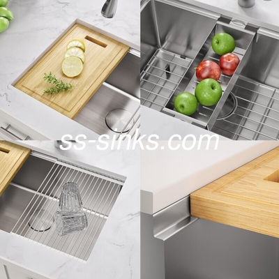 Lava-louças de cozinha rectangular com acabamento escovado para 33 polegadas tamanho mínimo do armário e tigelas retangulares