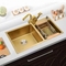 Revestimento dobro Matte Gold Kitchen Sink Depth do cetim da bacia 220mm