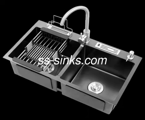 bacia igual dobro Matte Black Kitchen Sink Above da largura de 500mm contra