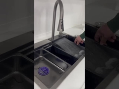 Venda quente de aço inoxidável de cor preta lavagem manual de tigela única com 3 tipos torneira com acessórios